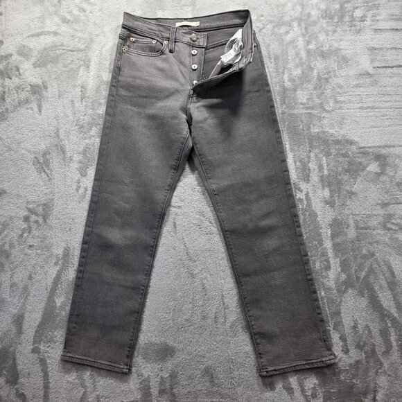 Levis Wedgie Straight Jeans Womens 28 High Rise Button Fly Stretch Denim Pants - Picture 1 of 13